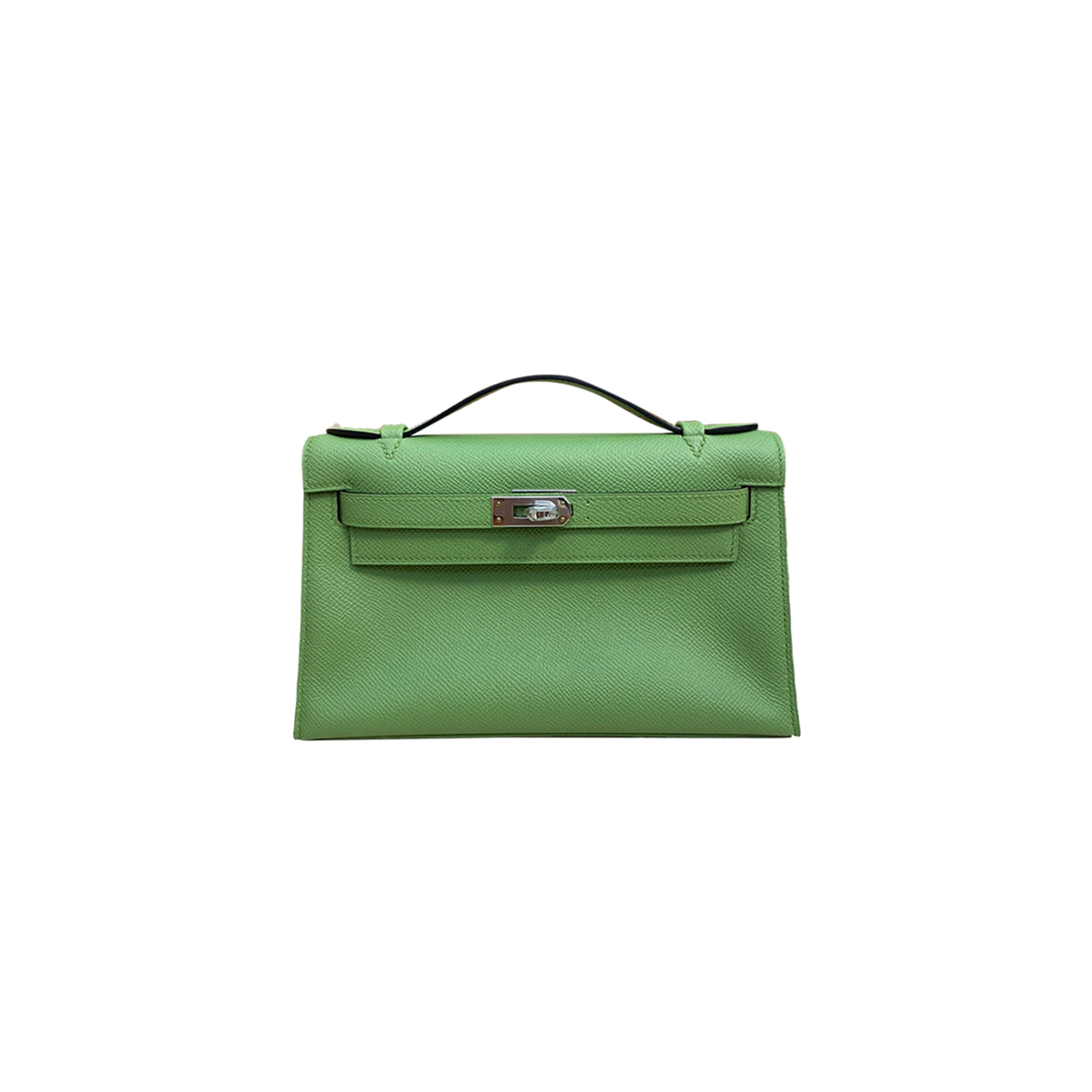 HERMES MASTER MINI KELLY FIRST GENERATION EPSOM AVOCADO GREEN SILVER BUCKLE (22*14*7cm) 